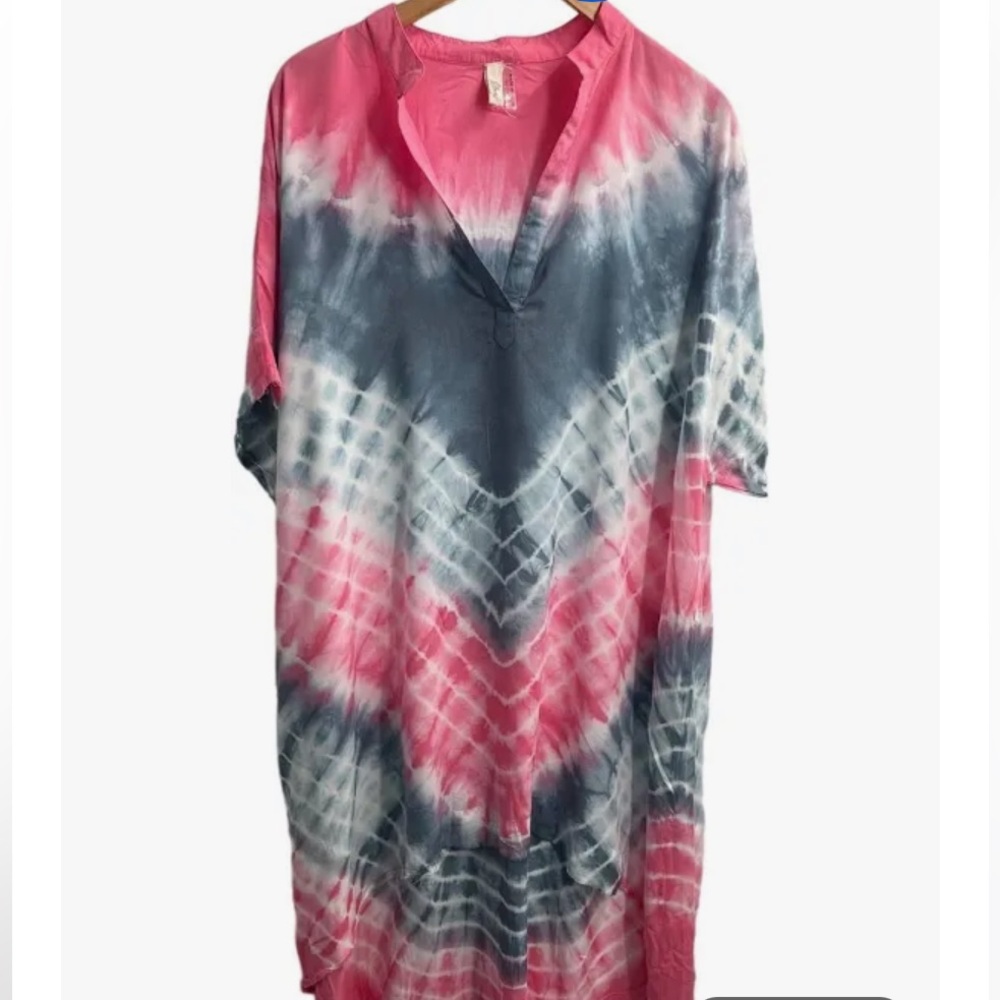 Elan Pink and Gray Tie-Dye Swim Coverup